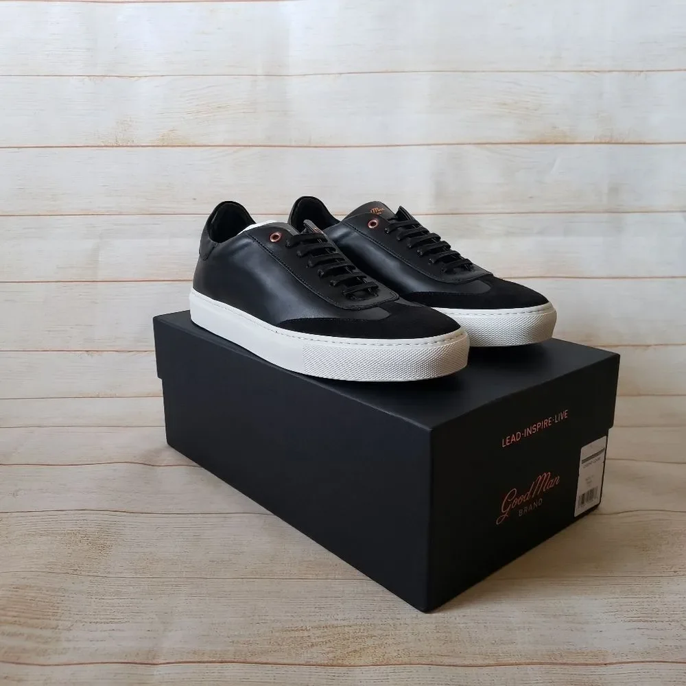 Good Man Brand Legend Court Nappa Italy Leather Suede Black Sneakers Size 10